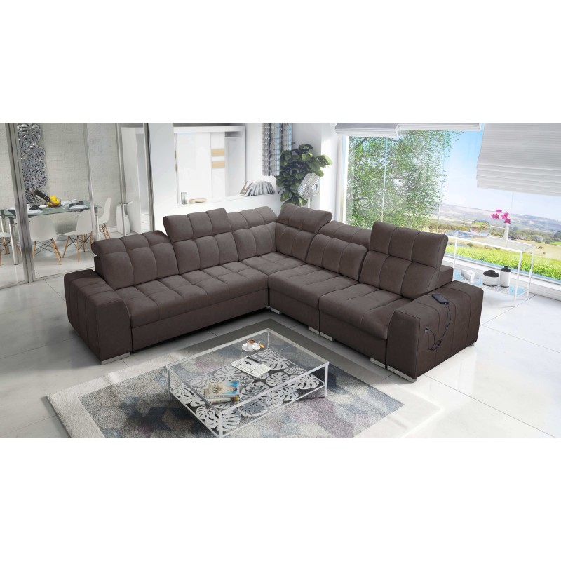 Prisma III corner sofa with sleeping function and USB port – comfort and style in one piece of furniture Prisma III corner sofa with sleeping function and USB port – comfort and style in one piece of furniture
