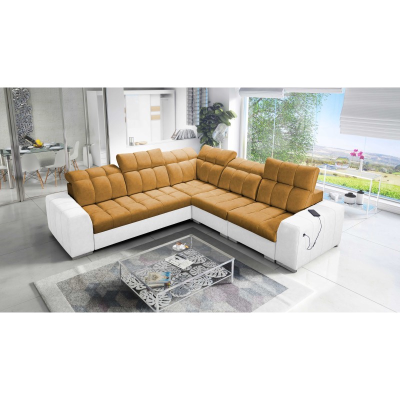 Prisma III corner sofa with sleeping function and USB port – comfort and style in one piece of furniture Prisma III corner sofa with sleeping function and USB port – comfort and style in one piece of furniture