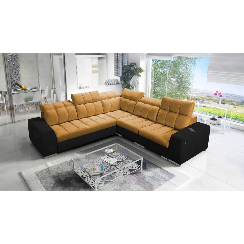 Prisma III corner sofa with sleeping function and USB port – comfort and style in one piece of furniture Prisma III corner sofa with sleeping function and USB port – comfort and style in one piece of furniture