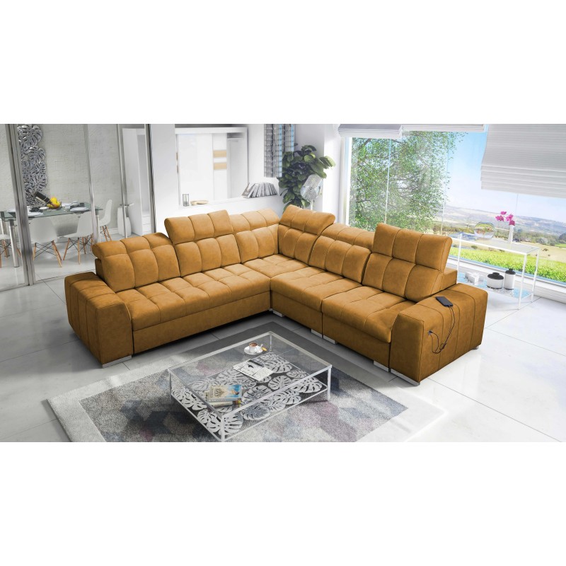 Prisma III corner sofa with sleeping function and USB port – comfort and style in one piece of furniture Prisma III corner sofa with sleeping function and USB port – comfort and style in one piece of furniture