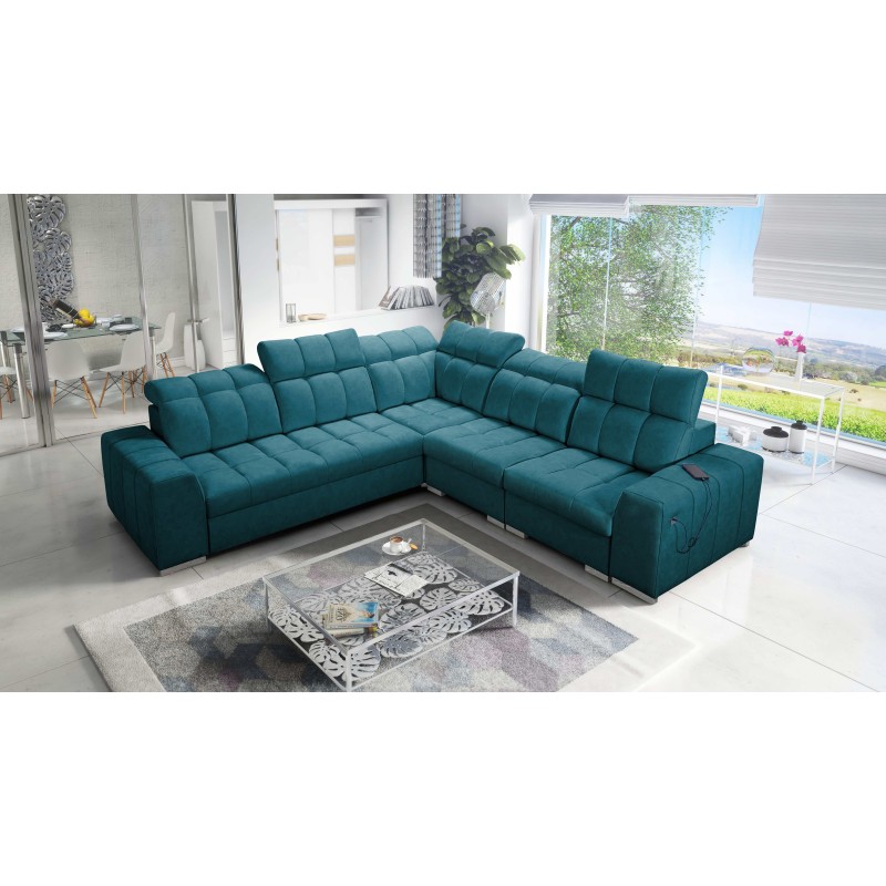 Prisma III corner sofa with sleeping function and USB port – comfort and style in one piece of furniture Prisma III corner sofa with sleeping function and USB port – comfort and style in one piece of furniture