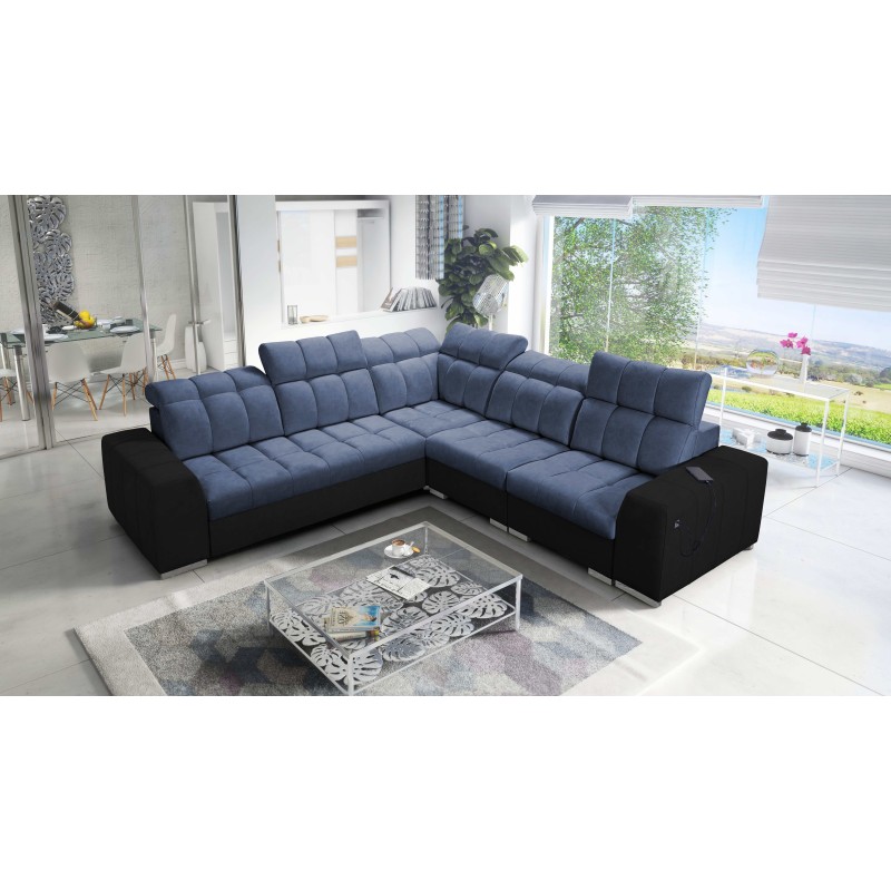 Prisma III corner sofa with sleeping function and USB port – comfort and style in one piece of furniture Prisma III corner sofa with sleeping function and USB port – comfort and style in one piece of furniture