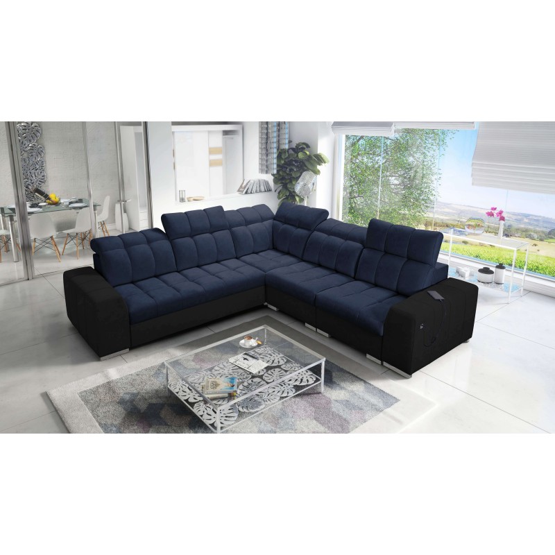 Prisma III corner sofa with sleeping function and USB port – comfort and style in one piece of furniture Prisma III corner sofa with sleeping function and USB port – comfort and style in one piece of furniture