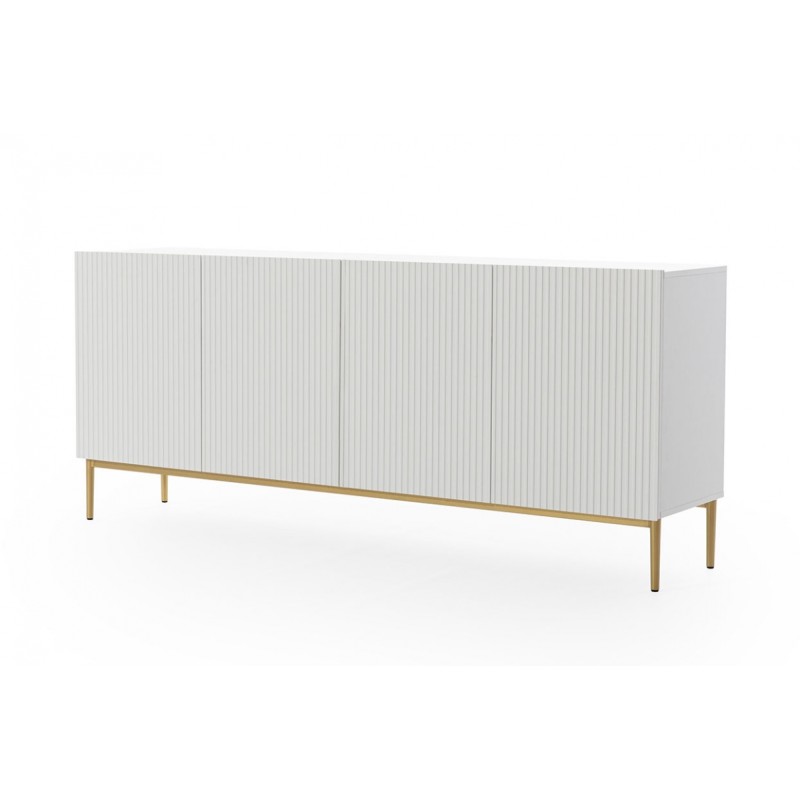 Komoda Nicole 200 cm - biały mat, złote nóżki