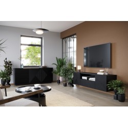 Szafka RTV Asha 167 cm - czarny mat, nowoczesny design Szafka RTV Asha 167 cm - czarny mat, nowoczesny design