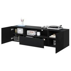 Szafka RTV Asha 167 cm - czarny mat, nowoczesny design Szafka RTV Asha 167 cm - czarny mat, nowoczesny design
