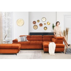 Tapicerowana pufa Dragonis na metalowych nogach