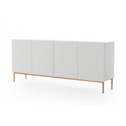 Komoda Nicole 200 cm - biały mat, złote nóżki