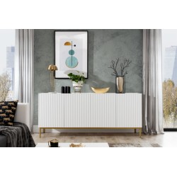 Komoda Nicole 200 cm na metalowych nogach - biały mat / złote nóżki Komoda Nicole 200 cm na metalowych nogach - biały mat / złote nóżki