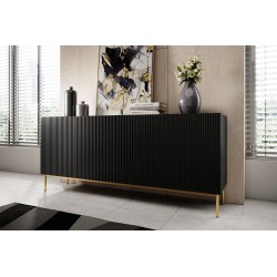 Komoda Nicole 200 cm - czarny mat / złote nóżki Komoda Nicole 200 cm - czarny mat / złote nóżki