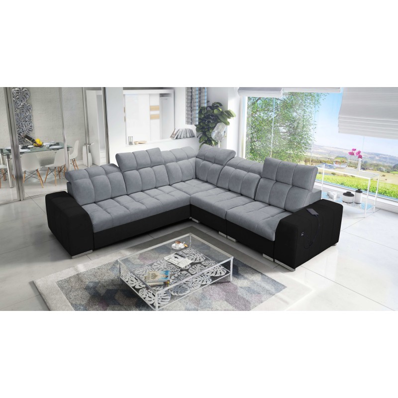 Prisma III corner sofa with sleeping function and USB port – comfort and style in one piece of furniture Prisma III corner sofa with sleeping function and USB port – comfort and style in one piece of furniture