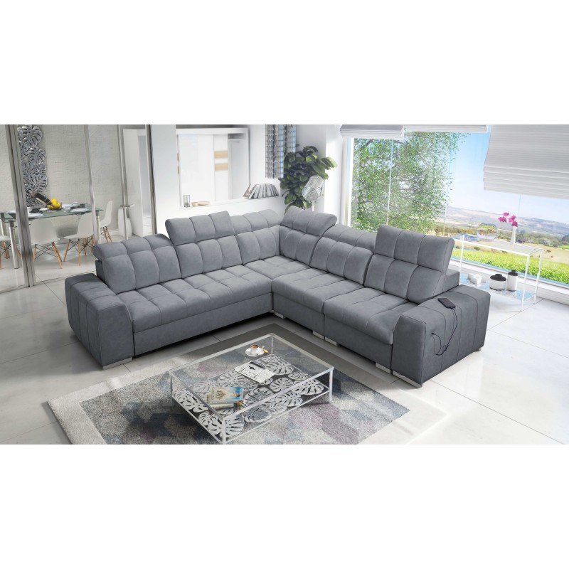 Prisma III corner sofa with sleeping function and USB port – comfort and style in one piece of furniture Prisma III corner sofa with sleeping function and USB port – comfort and style in one piece of furniture