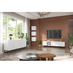 Komoda Asha 200 cm z metalowym stelażem - biały mat Komoda Asha 200 cm z metalowym stelażem - biały mat