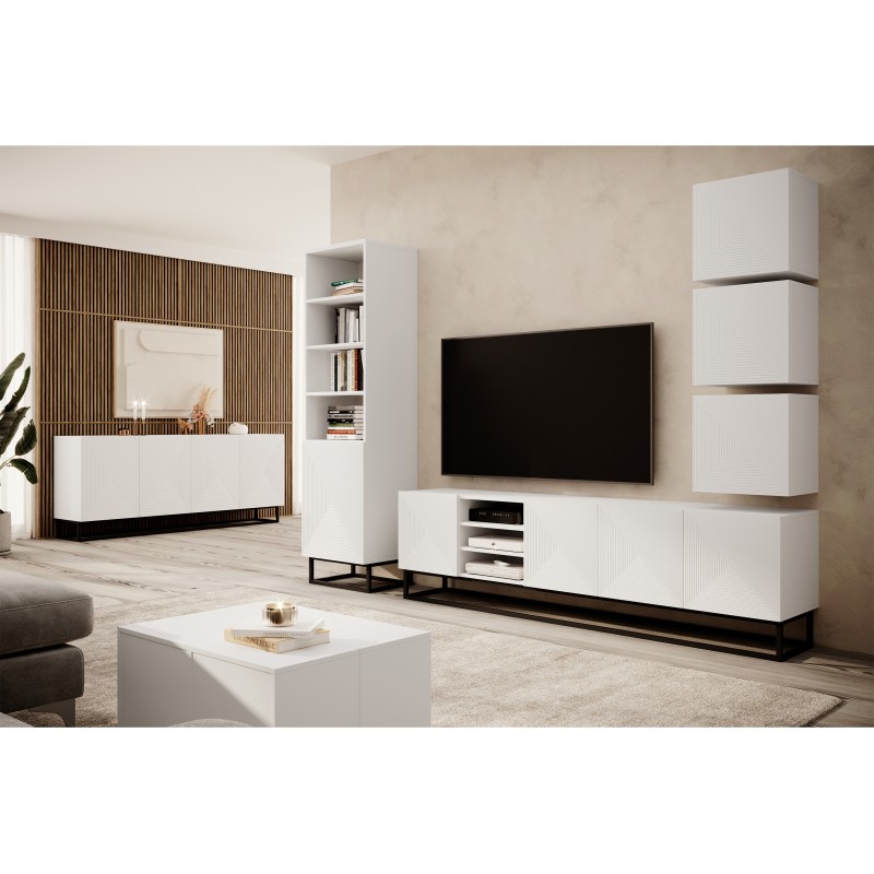Komoda Asha 200 cm z metalowym stelażem - biały mat Komoda Asha 200 cm z metalowym stelażem - biały mat