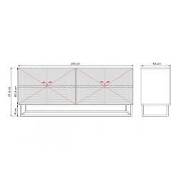 Komoda Asha 200 cm z metalowym stelażem - biały mat Komoda Asha 200 cm z metalowym stelażem - biały mat