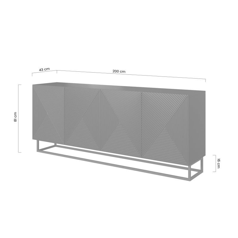 Komoda Asha 200 cm z metalowym stelażem - biały mat Komoda Asha 200 cm z metalowym stelażem - biały mat