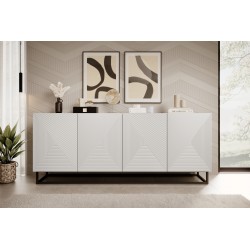 Komoda Asha 200 cm z metalowym stelażem - biały mat Komoda Asha 200 cm z metalowym stelażem - biały mat
