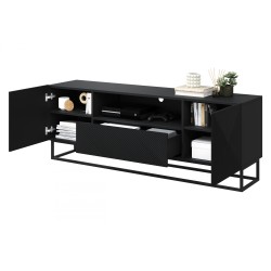 Szafka RTV Asha 167 cm - czarny mat, nowoczesny design Szafka RTV Asha 167 cm - czarny mat, nowoczesny design