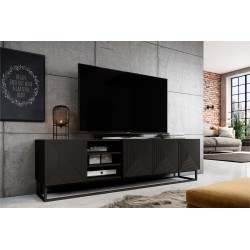 Szafka RTV Asha 200 cm - czarny mat, nowoczesny design Szafka RTV Asha 200 cm - czarny mat, nowoczesny design