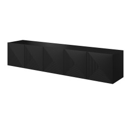 Szafka RTV Asha 200 cm - czarny mat, ryflowany front