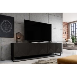 Szafka RTV Asha 200 cm - nowoczesny design w czarnym macie Szafka RTV Asha 200 cm - nowoczesny design w czarnym macie