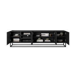 Szafka RTV Asha 200 cm - nowoczesny design w czarnym macie Szafka RTV Asha 200 cm - nowoczesny design w czarnym macie