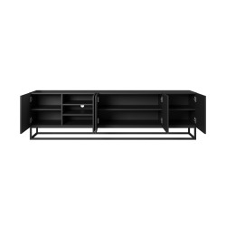 Szafka RTV Asha 200 cm - nowoczesny design w czarnym macie Szafka RTV Asha 200 cm - nowoczesny design w czarnym macie