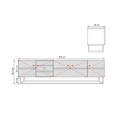 Szafka RTV Asha 200 cm - nowoczesny design w czarnym macie Szafka RTV Asha 200 cm - nowoczesny design w czarnym macie