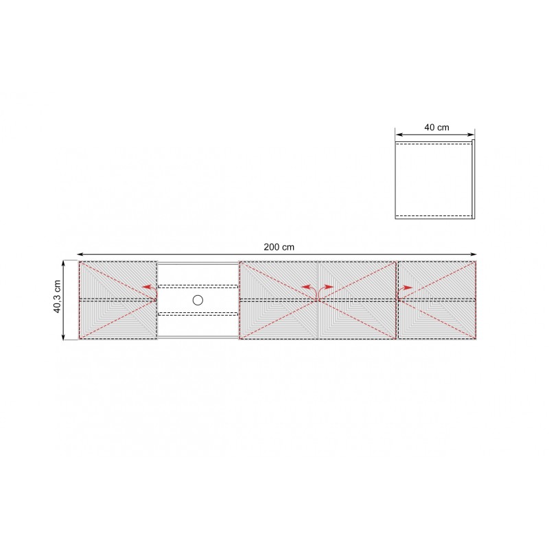 Szafka RTV Asha 200 cm - Wisząca z Ryflowanym Frontem Szafka RTV Asha 200 cm - Wisząca z Ryflowanym Frontem