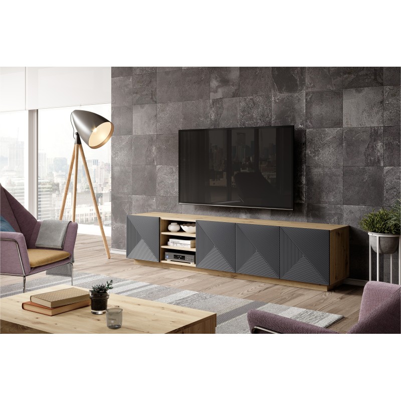 Szafka RTV Asha 200 cm - nowoczesny design i funkcjonalność