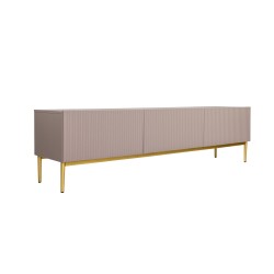 Szafka RTV Nicole 200 cm - Antyczny róż, złote nóżki