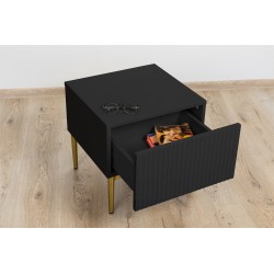 Zestaw szafek nocnych Nicole 46 cm - czarny / złote nóżki Zestaw szafek nocnych Nicole 46 cm - czarny / złote nóżki