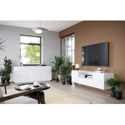 Szafka RTV Asha 167 cm - biały mat, minimalistyczny design Szafka RTV Asha 167 cm - biały mat, minimalistyczny design