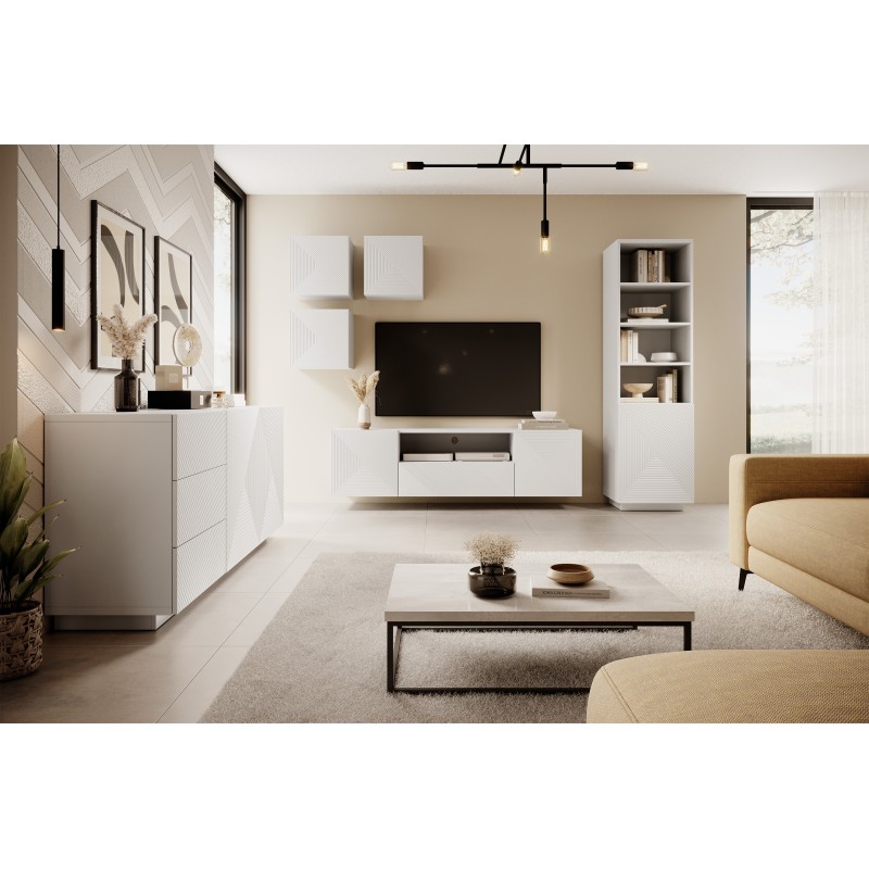Szafka RTV Asha 167 cm - biały mat, minimalistyczny design Szafka RTV Asha 167 cm - biały mat, minimalistyczny design