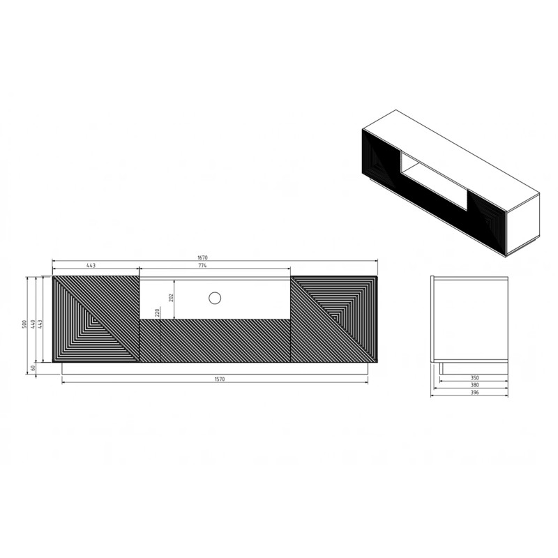 Szafka RTV Asha 167 cm - biały mat, minimalistyczny design Szafka RTV Asha 167 cm - biały mat, minimalistyczny design