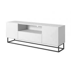 Szafka RTV Asha 167 cm - Biały mat, metalowy stelaż