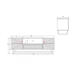 Szafka RTV Asha 167 cm - Biały mat, metalowy stelaż