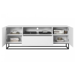 Szafka RTV Asha 167 cm - Biały mat, metalowy stelaż