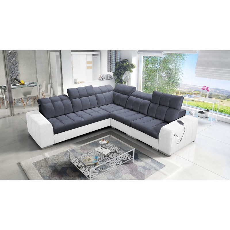 Prisma III corner sofa with sleeping function and USB port – comfort and style in one piece of furniture Prisma III corner sofa with sleeping function and USB port – comfort and style in one piece of furniture