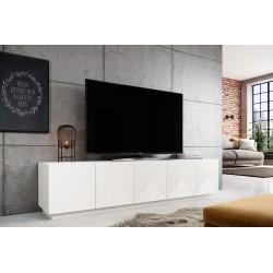 Szafka RTV Asha 200 cm - Biały Mat, Pięciodrzwiowa Szafka RTV Asha 200 cm - Biały Mat, Pięciodrzwiowa