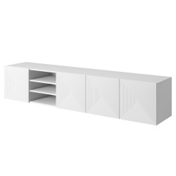 Szafka RTV Asha 200 cm - biały mat, ryflowany front