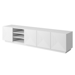 Szafka RTV Asha 200 cm - biały mat, ryflowany front