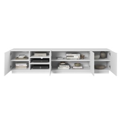 Szafka RTV Asha 200 cm - biały mat, ryflowany front