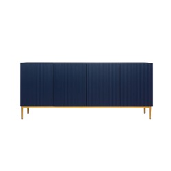Komoda Nicole 200 cm z ryflowanym frontem i metalowymi nogami - granat / złote nóżki - Limitowana oferta Komoda Nicole 200 cm z ryflowanym frontem i metalowymi nogami - granat / złote nóżki - Limitowana oferta