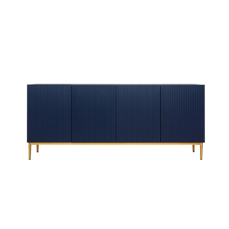 Komoda Nicole 200 cm z ryflowanym frontem i metalowymi nogami - granat / złote nóżki - Limitowana oferta Komoda Nicole 200 cm z ryflowanym frontem i metalowymi nogami - granat / złote nóżki - Limitowana oferta