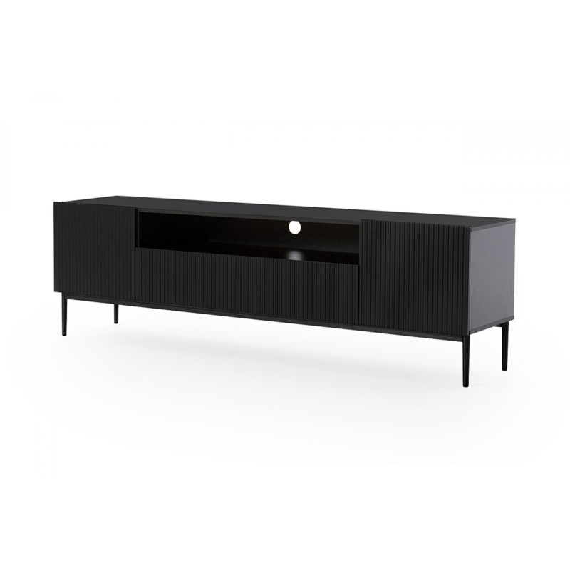 Szafka RTV Nicole 200 cm - czarny mat, elegancki design