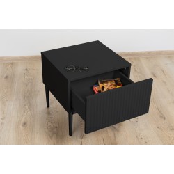 Zestaw szafek nocnych Nicole 46 cm - czarny / czarne nóżki Zestaw szafek nocnych Nicole 46 cm - czarny / czarne nóżki