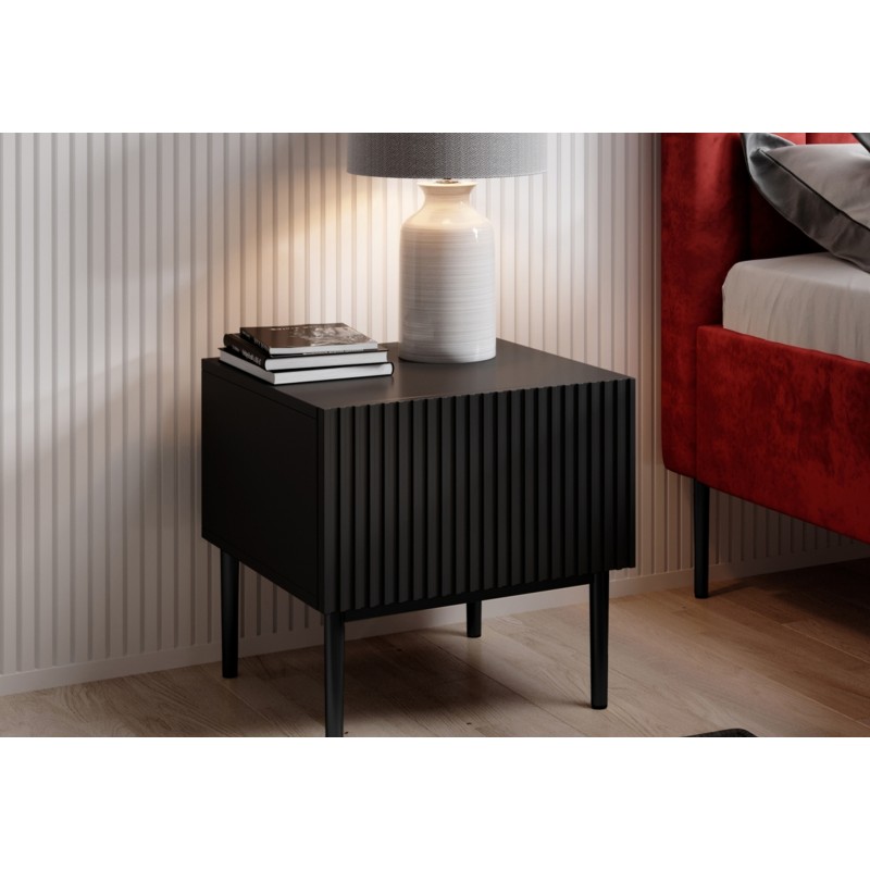 Zestaw szafek nocnych Nicole 46 cm - czarny / czarne nóżki Zestaw szafek nocnych Nicole 46 cm - czarny / czarne nóżki