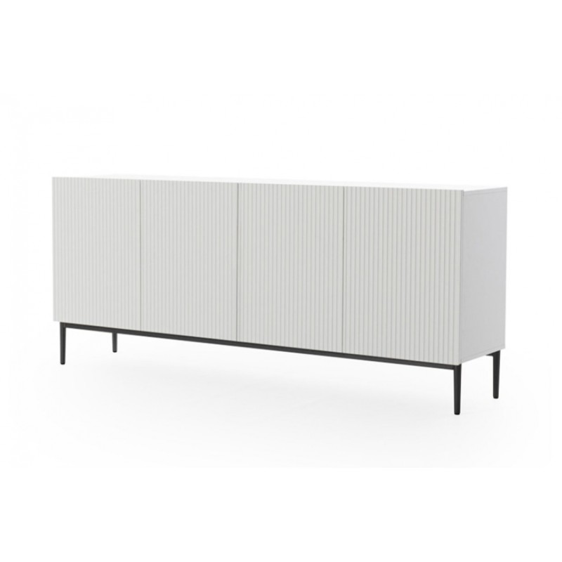 Komoda Nicole 200 cm na metalowych nogach - biały mat / czarne nóżki Komoda Nicole 200 cm na metalowych nogach - biały mat / czarne nóżki