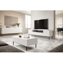 Komoda Nicole 200 cm na metalowych nogach - biały mat / czarne nóżki Komoda Nicole 200 cm na metalowych nogach - biały mat / czarne nóżki